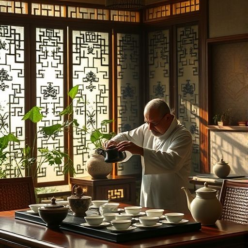 茶艺师在广州私人工作室泡茶