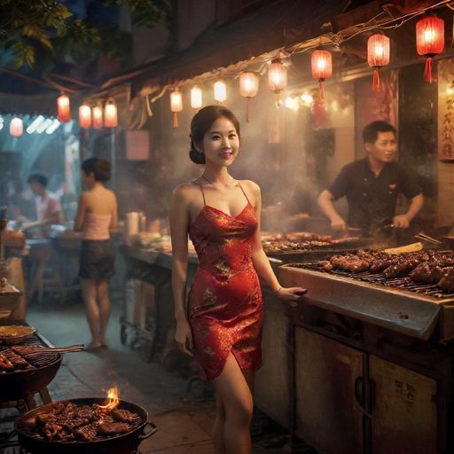 深夜烧烤摊的烟火气息
