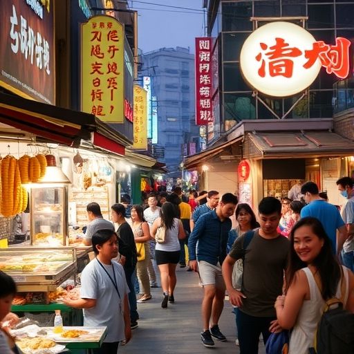 荔湾区夜市热闹场景
