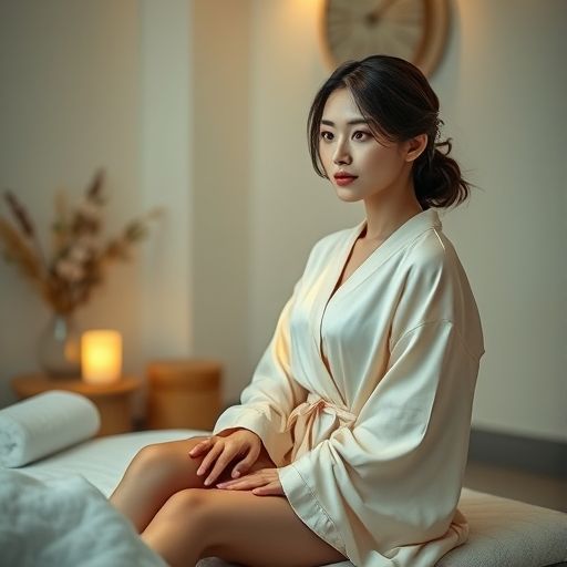 一间布置舒适、灯光柔和的按摩房间