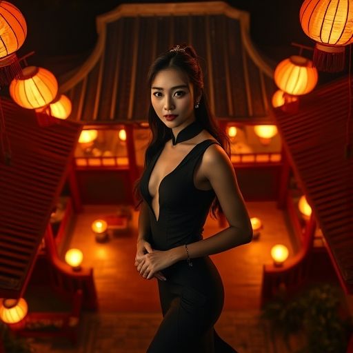 深圳南山茶楼夜晚灯光氛围