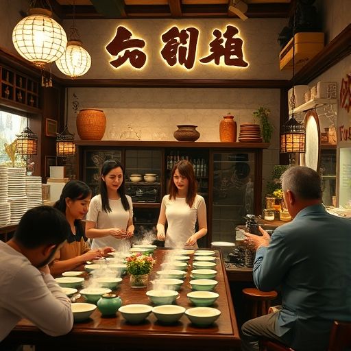 热闹的广州茶肆场景