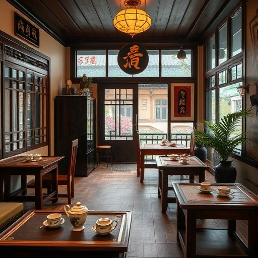 甘坑古镇茶肆内部