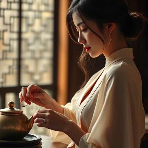 茶艺师的专注瞬间
