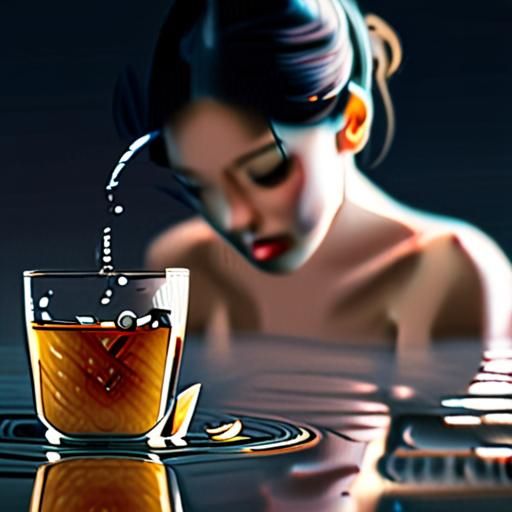 茶叶在水中舒展特写