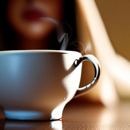 茶杯氤氲热气画面