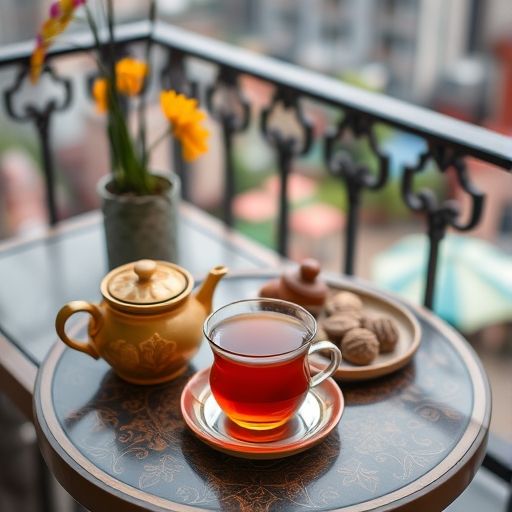 广州阳台上的新茶嫩茶与广式早点