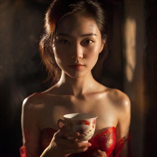 一杯清香普洱的特写