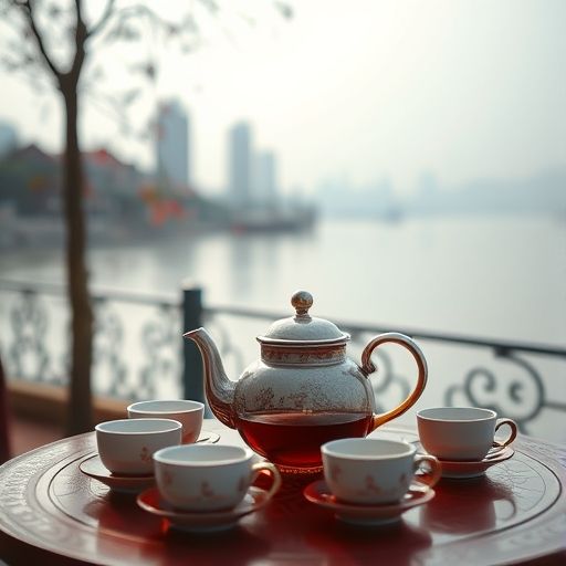 广州珠江边喝茶