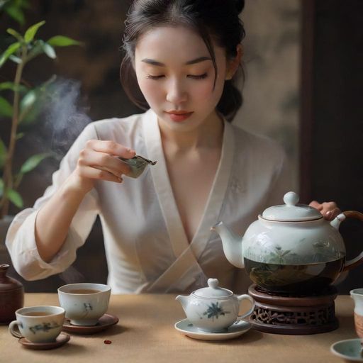 手工茶冲泡的精致画面
