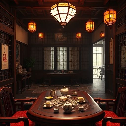 岭南茶肆内部