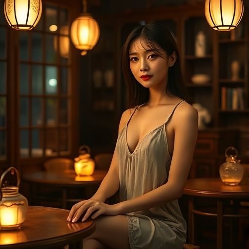 夜晚茶室的温馨氛围