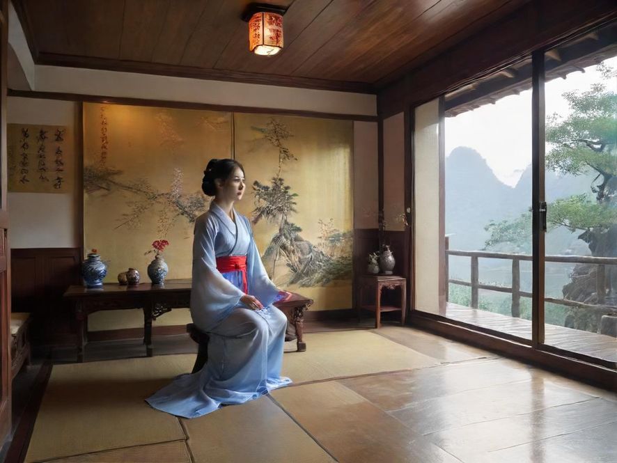 东南亚风格水疗会所内的竹林水景