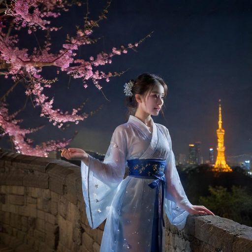 夜晚的城市街道，远处的霓虹灯闪烁，暗示着丰富的夜生活。