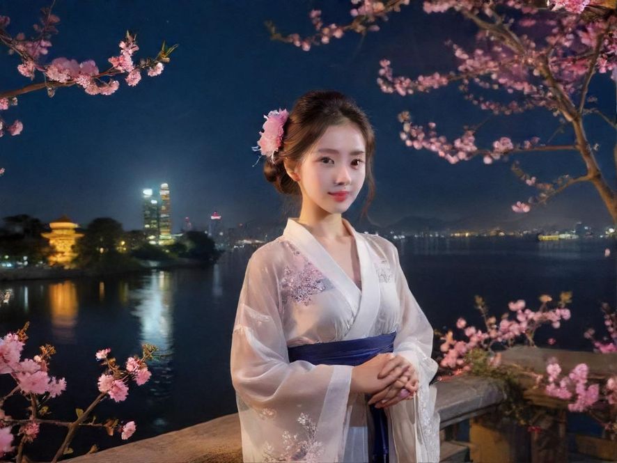 广州百花园bhy会所的豪华入口，夜幕下灯光璀璨，展现现代设计风格，坐落于繁华的城市中心。