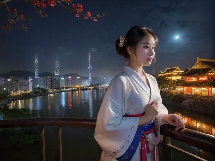 夜晚都市背景下，一个模糊的人影正走向一处看起来很私密的入口