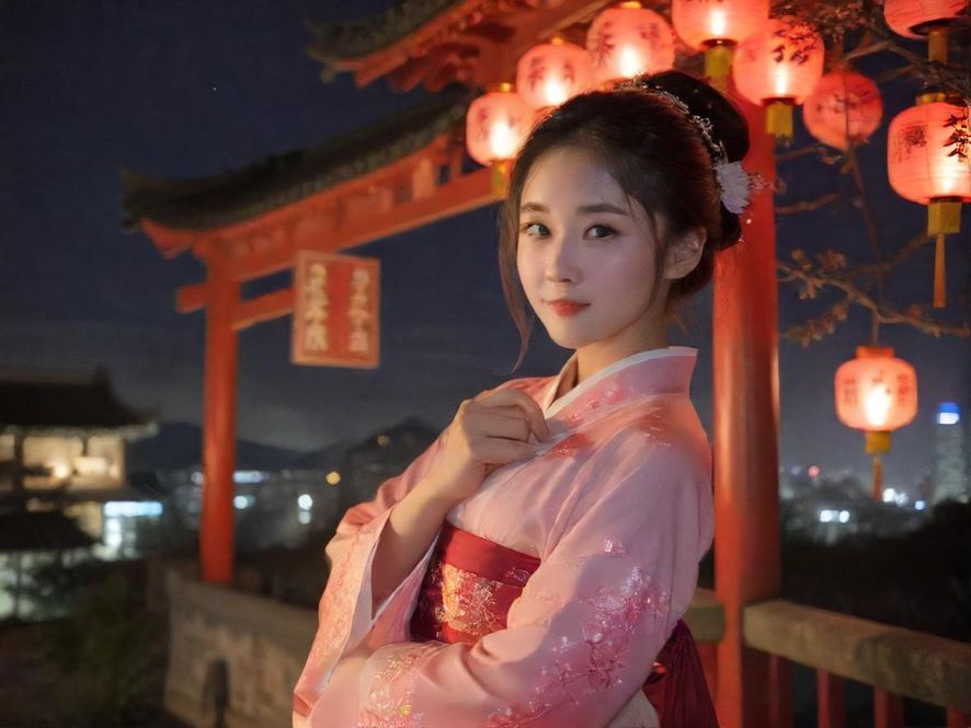 城市夜景，霓虹闪烁，远处高楼林立，展现都市夜生活的活力。