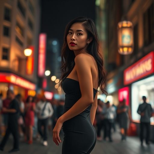 朦胧的城市夜景，街角人影模糊，营造一种隐匿和探寻的氛围