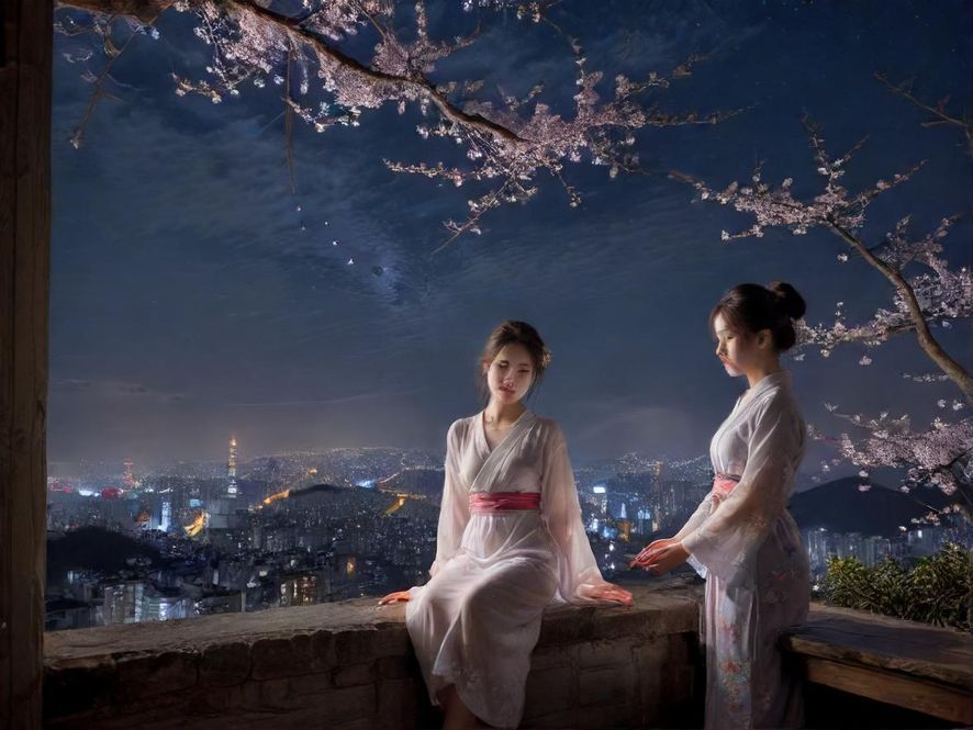 手机屏幕上的夜景导航界面