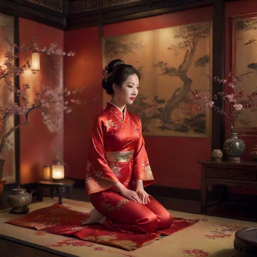 罗湖夜场会所的包厢，复古中式风格，茶艺表演区氛围温馨