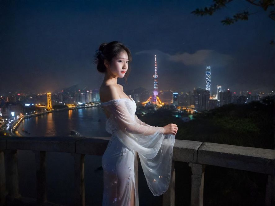 手机屏幕上显示一个微信群界面，背景是夜晚的罗湖城市天际线