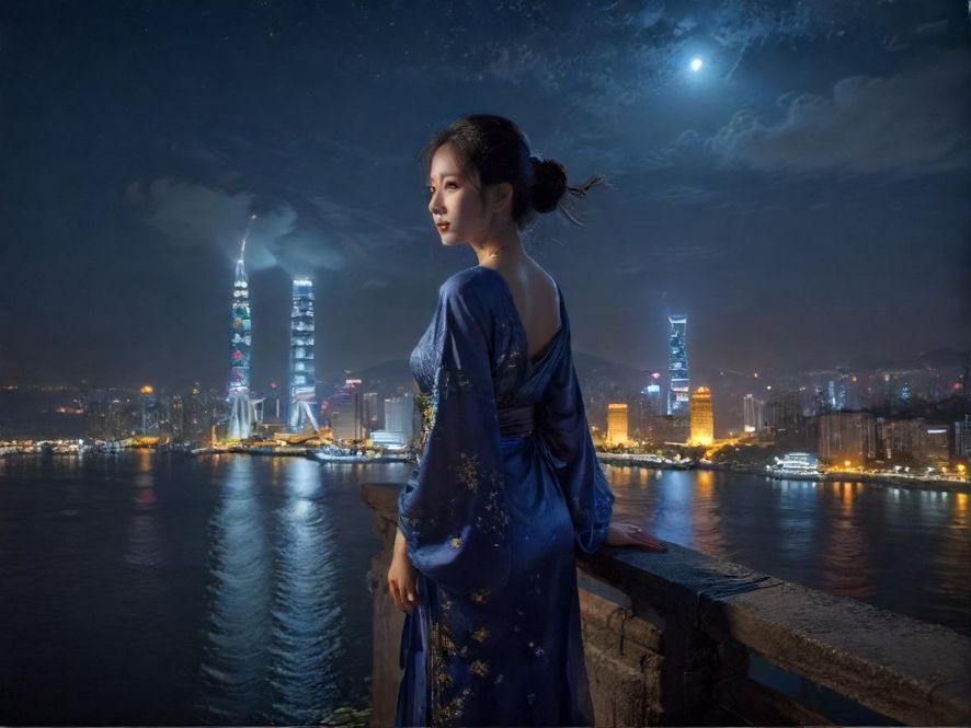 上海城市夜景俯瞰