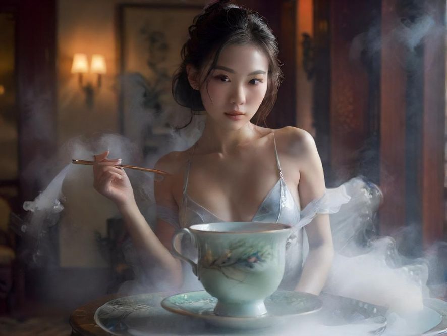 包间里的茶杯，暗示休闲放松