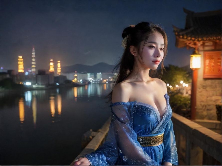 都市夜景下的舒适公寓内部一角