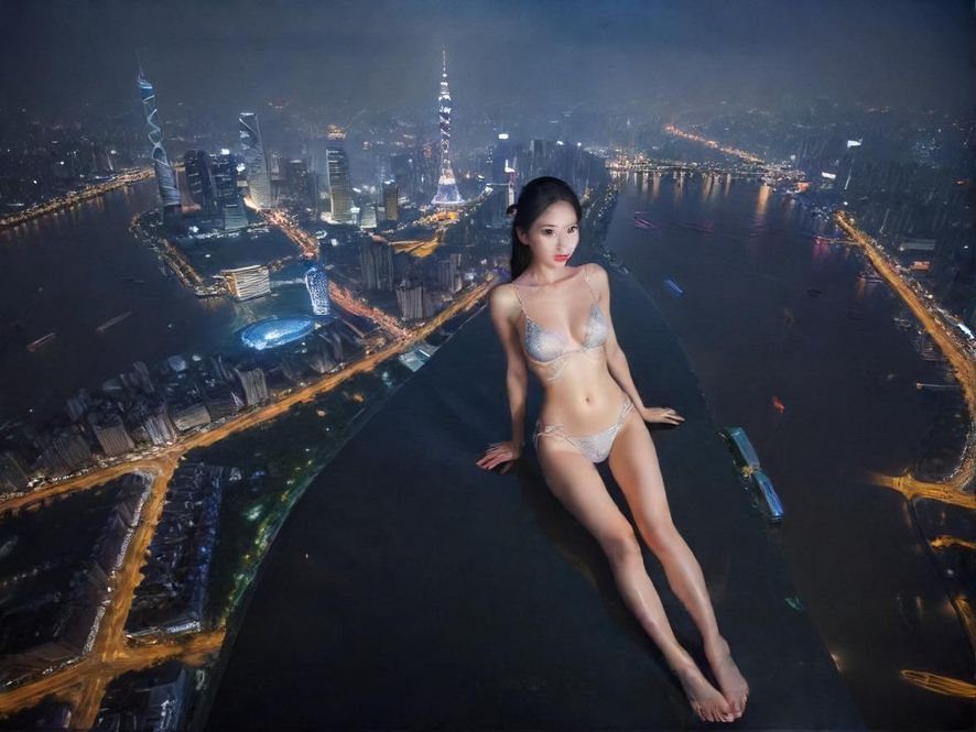 广州夜景鸟瞰图