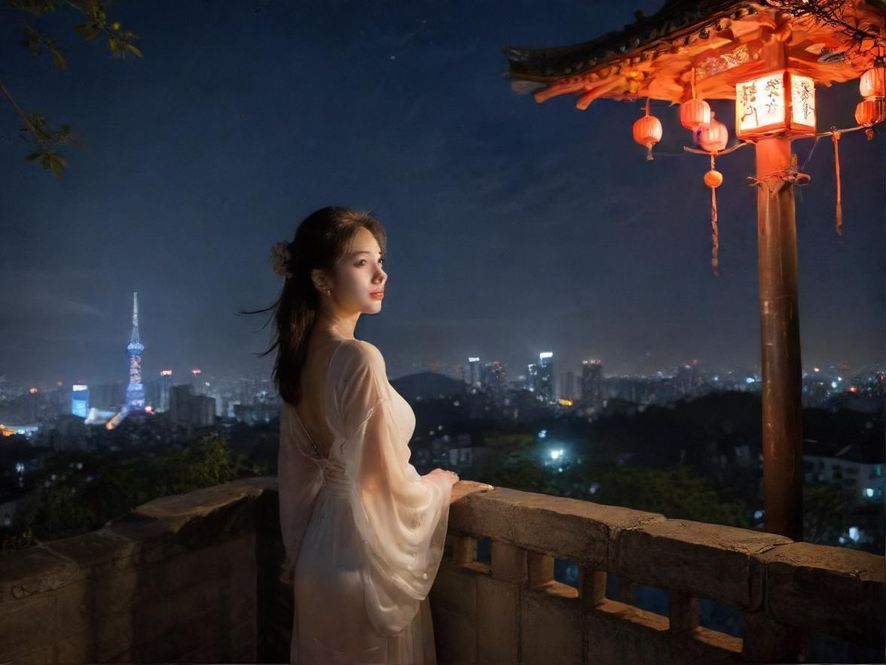 广州夜景，灯火辉煌的都市背景