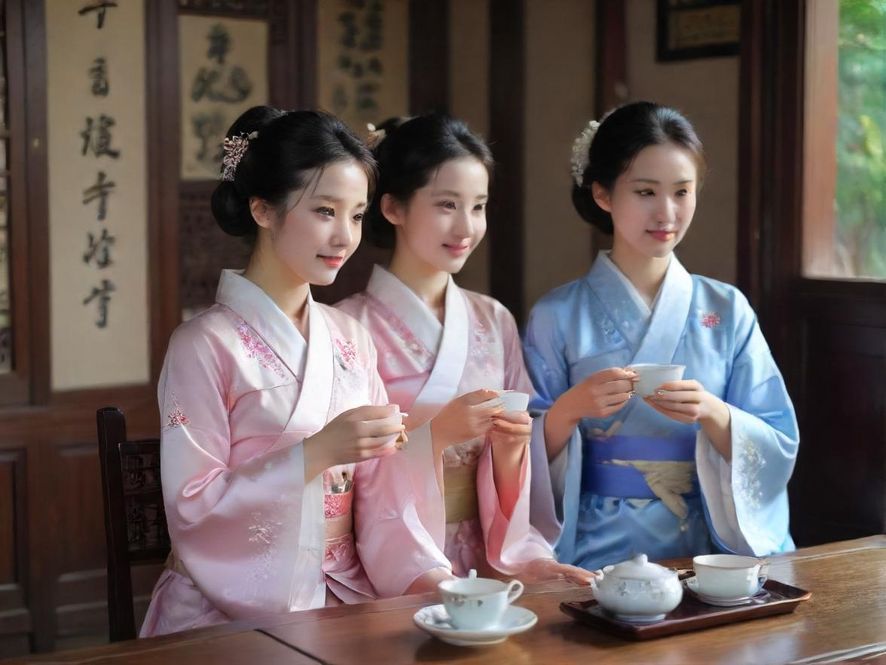 一套精致的茶具，暗示高品质的品茶体验