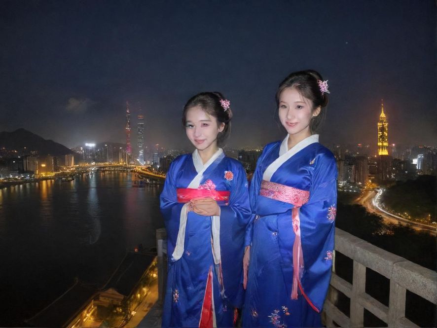 深圳夜色与放松的人