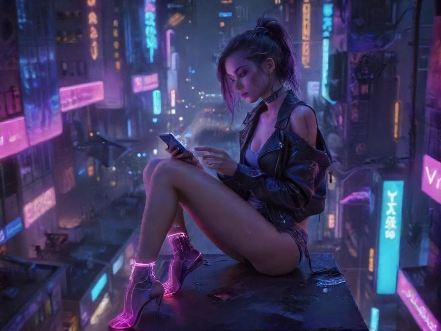 年轻人查看手机寻找信息