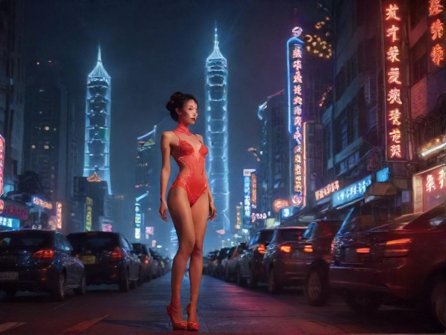 深圳西乡夜晚的繁华街景