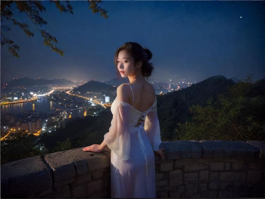 广州夜场灯光璀璨，夜色中的佰花园