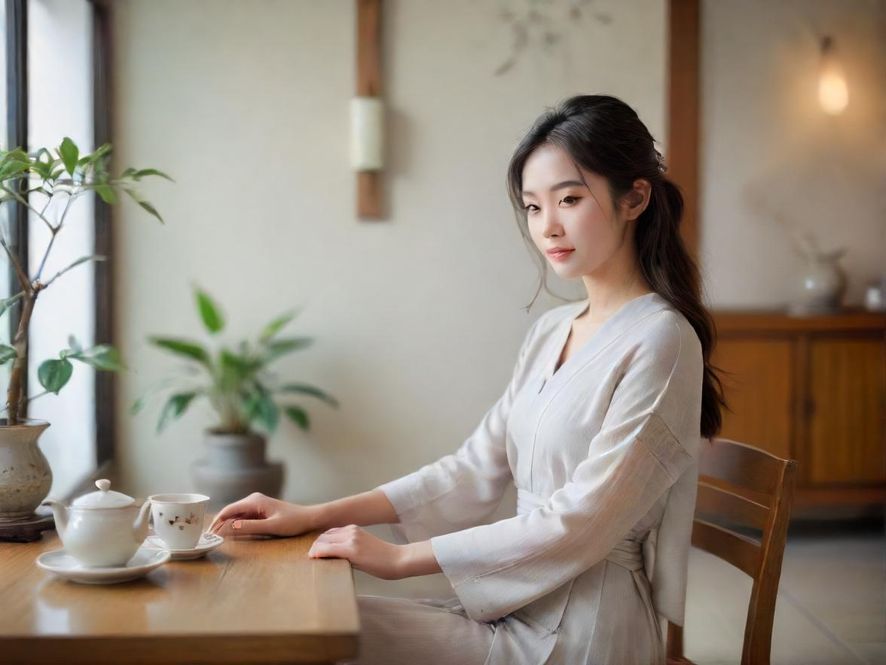 顾客在悦来香QM享受宁静的茶艺时光