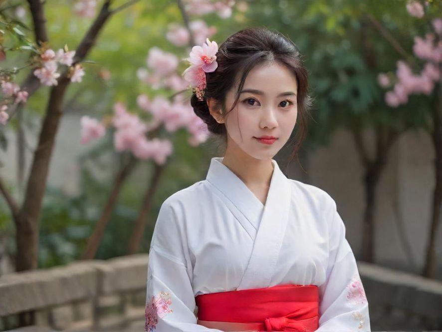 城市中一处被阳光温柔拥抱的秘密花园，一位女性正仰望天空，享受片刻宁静与惬意。