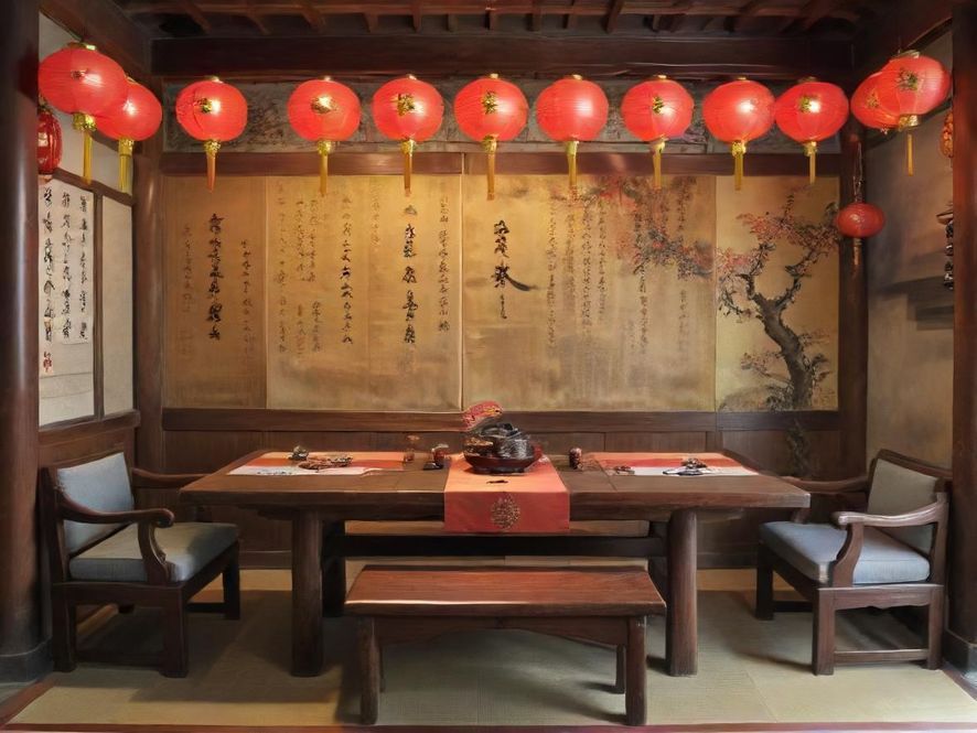 一处高端私密会所的局部特写,奢华的内饰在暖色调灯光下显得温馨而雅致。