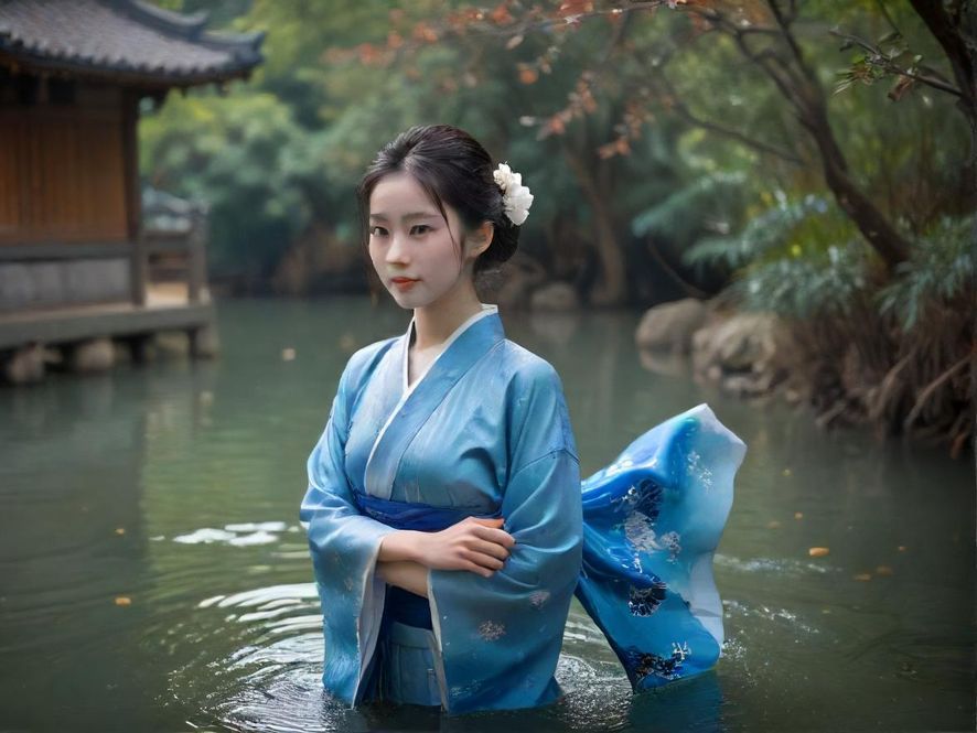 一位都市丽人在高端水疗会所享受香薰浴,侧面特写,展现其放松的神态和柔和的灯光营造出的奢华舒适氛围。