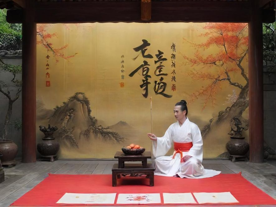 一位专业的沐足技师,身着传统中式服装,正在专注地为客人按摩脚部,特写镜头展现其娴熟的技艺和专注的神情。