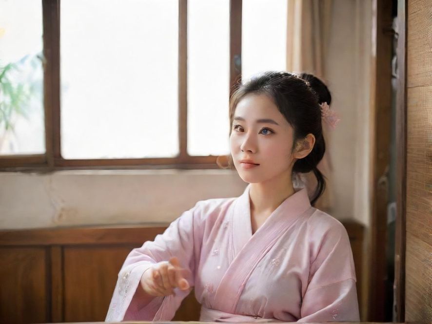 一位年轻女子在柔和的灯光下，专注而愉快地浏览着手机，脸上带着发现新奇的笑容。